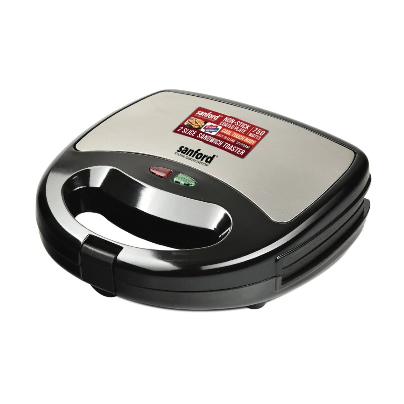 Sanford 2 Slice Sandwich Toaster SF9924STBSKitchen Appliances2 Slice Sandwich Toaster. Triangle Sandwich Plate. Over Heat Protection. Non-Stick Coating Plate. Thermostatically Controlled. Power & Ready Pilot Lights. Cool Touch Housing. Skid-Resistant Feet